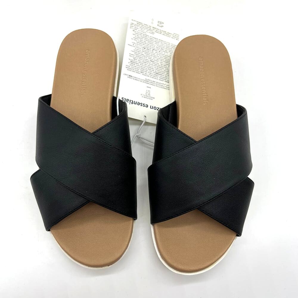 Amazon Essentials Womens Size 6 US Casual Shoes Black Criss Cross Sport Sandal